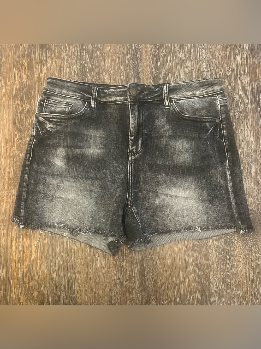 Judy Blue Distressed Charcoal Gray Cutoff Denim Jean Shorts Size L
